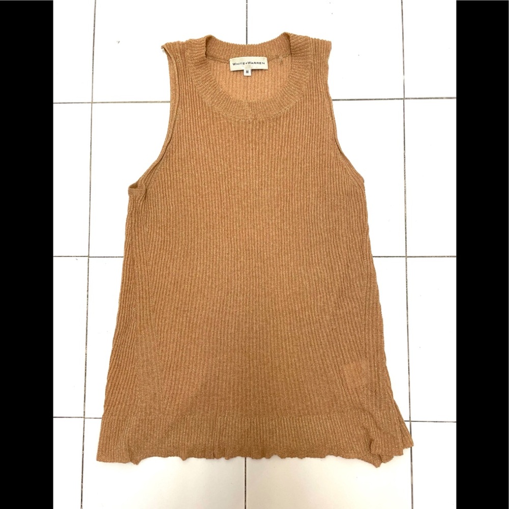 White and Warren metallic knit top